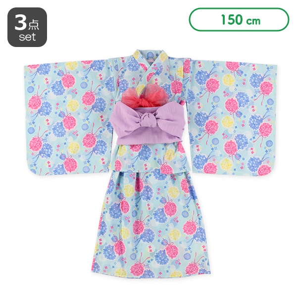 2Way浴衣サンドレス 3点セット（紫陽花）